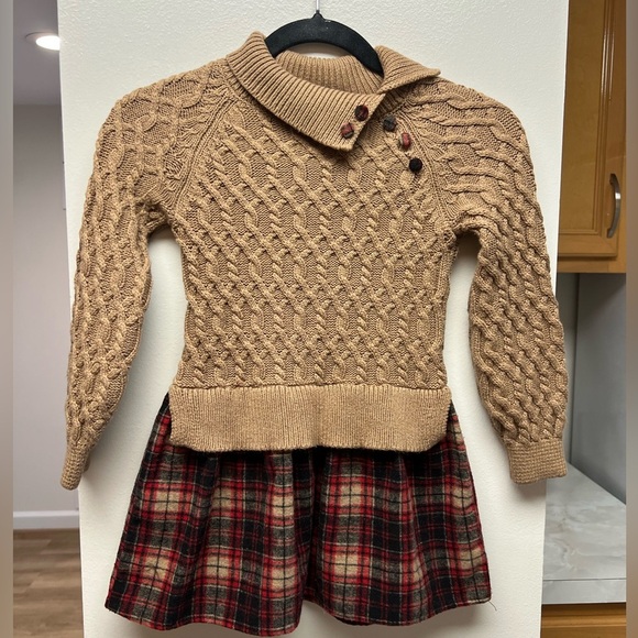 Tommy Bahama Other - Tommy Bahama Tan Cable Knit Dress with Plaid Skirt